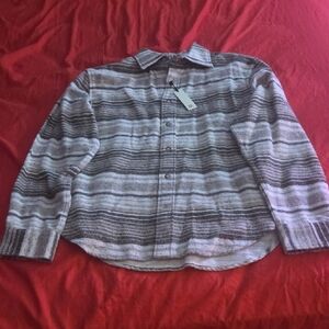 Banana Republic Gray and Black Striped Shirt Jacket